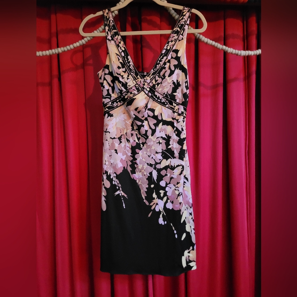 Elie Tahari floral black silk dress, size xs